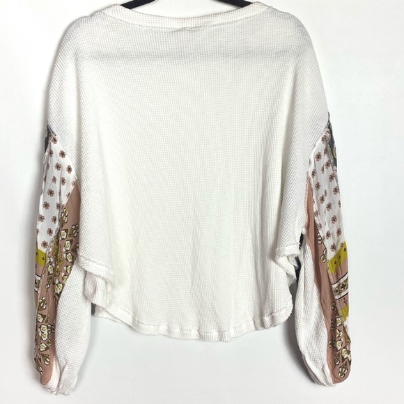 Free People White Blossom Thermal Patchwork Top - Picture 7 of 8